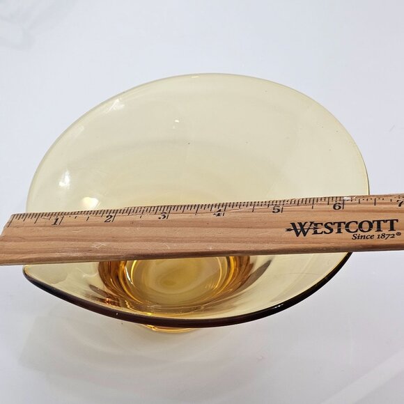 Viking Art Glass Epic Bowl 6" amber yellow lipped MCM vtg art deco - Picture 7 of 8